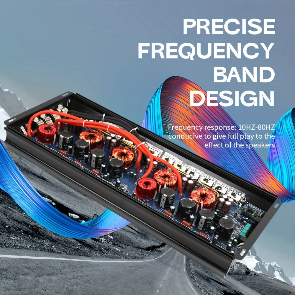 RMS 5000W High-Power Car Amplifier, Class D Single-Channel Car Amplifier, Precision Circuit Board with High-Efficiency Heatsink, High-Power Stereo Amplifier for Powering Subwoofers and Speakers