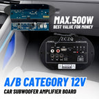 Class A/B Car Amplifier Board, RMS. 50W In-Car, Home, and Outdoor Subwoofer Amplifier Board