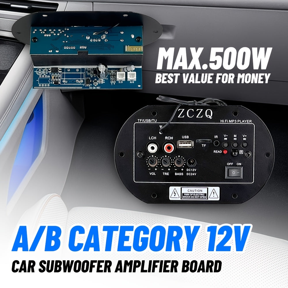 MAX. 500W Class A/B Car Amplifier Board, RMS. 50W In-Car, Home, and Outdoor Subwoofer Amplifier Board