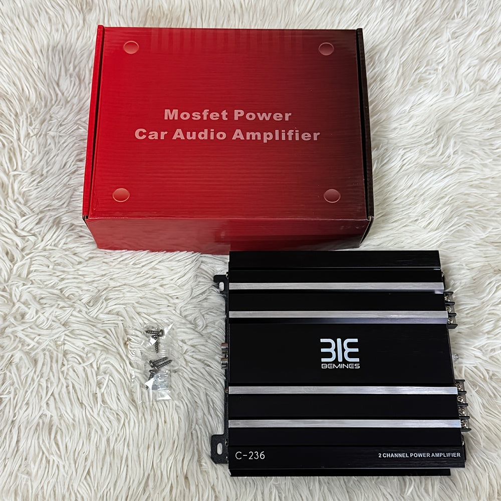 Class A/B 2-channel Car Power Amplifier MAX.3800W | High Power, 12V Stereo Audio Amplifier, Excellent Heat Dissipation, Sound Quality Improvement, Aluminum Alloy, Universal Fit, Bemines Brand