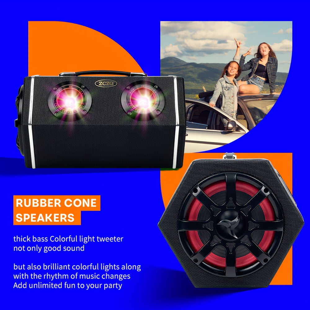 MAX.500W 6-inch Car Diamond Leather Car Subwoofer, 12V High Power Speaker, RMS.80W Rubber Bass Flute + 2 Color Lights High, Exquisite Sound, Stun Bass, Soundproof Evenly, Vehicle Audio Modification, Improve Sound P600, Without Battery