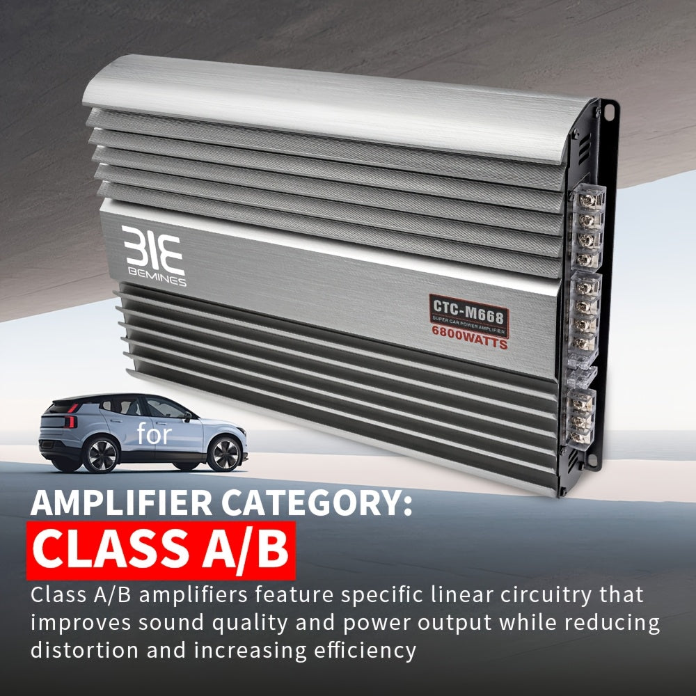 Car Class A/B 4-channel Car Amplifier, 12V Stereo Audio Amplifier, Large Heat Dissipation Performance, Strong Power, Enhanced Bass Effect, the Main Four Door Speakers, Enhance Your Driving Experience with Quality Sound