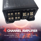 Palm-sized Amplifier, Super High-power Amplifier, Class D 4-channel, with High-efficiency Heatsink