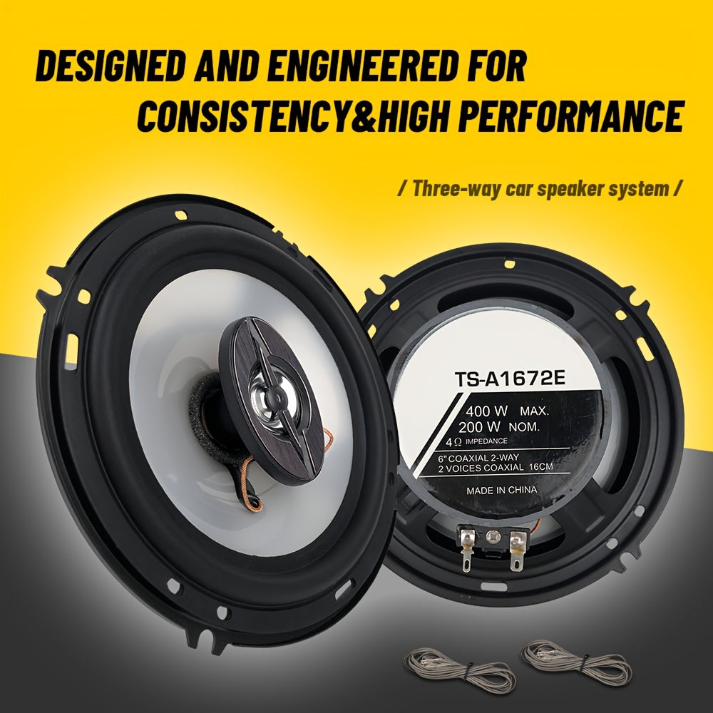 1 Pair of 6.5-Inch RMS.40W 3-Way Car Hifi Coaxial Speakers with Dust Cover, Door Car Audio Stereo Full-Range Speakers, a Must-Have for Music Journeys