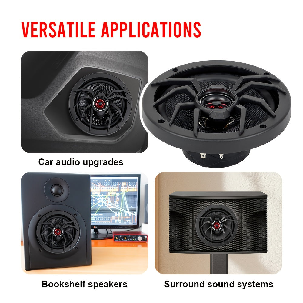 Pair of 6.5-Inch Car Coaxial Speakers, Full Range Modification, 2-Way Design, Frequency Response 65HZ-20KHZ, RMS.50W Full Range Speakers, Sweet and Moving Sound, 12V Suitable for Car Speaker Modification, Car Speaker/sound System, Speakers For Ca