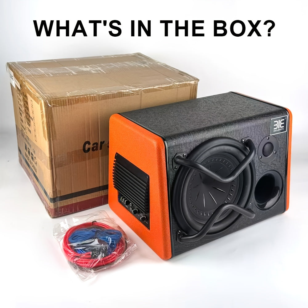 Shocking Bass, High Power, 10-Inch Car Trapezoidal Active Subwoofer, Built-In Amplifier Board, Effectively Improves Car Audio Sound Quality, Enhances Bass, Comes with Installation Cables, Without Battery