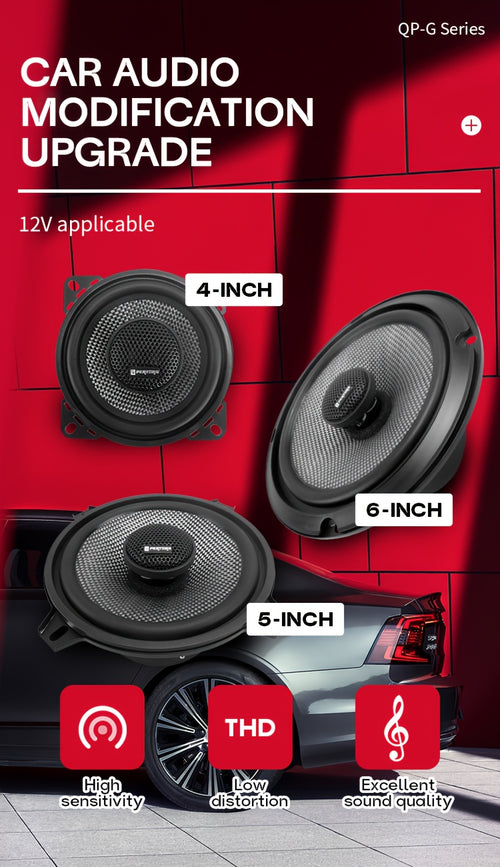 1 Pair of 4-Inch/5-Inch/6-Inch Car Full-Range Speakers, 2-Way Coaxial Speakers, Fiberglass Cone Material, Enhances Sound Quality, Suitable for 12V Car Audio Upgrades