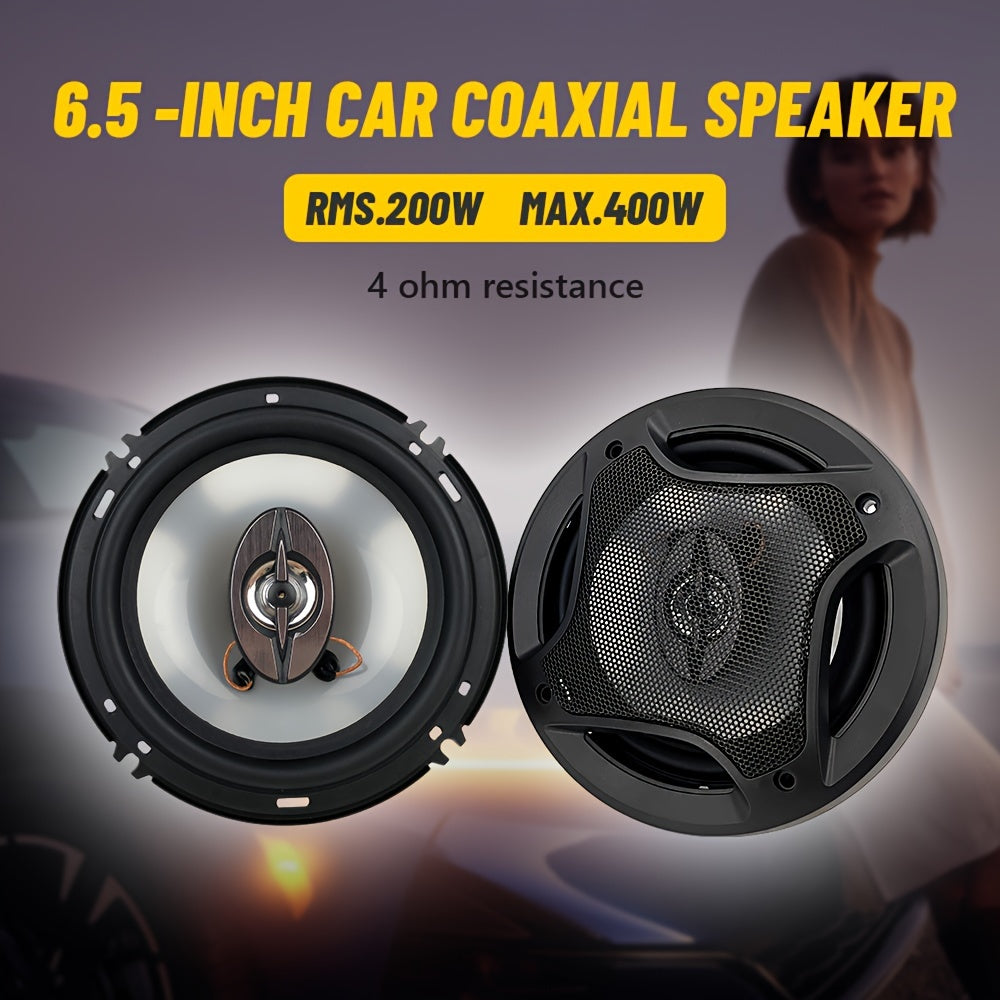 1 Pair of 6.5-Inch RMS.40W 3-Way Car Hifi Coaxial Speakers with Dust Cover, Door Car Audio Stereo Full-Range Speakers, a Must-Have for Music Journeys