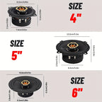 1 Pair of 4-inch/5-inch/6.5-inch Coaxial Car Speakers - 600W/800W/1000W, 4 Ohm, Suitable for Car Audio Upgrades
