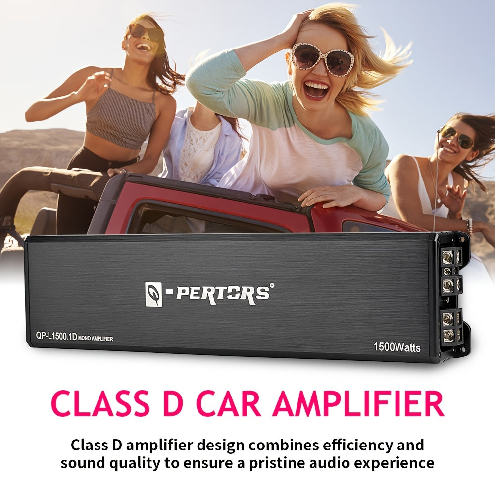 Compact Class D Automotive Single-Channel Car Amplifier | 1/2/4 Ohm Stable, Heat Dissipation Design, RMS 1500W*1 Ohm, Bridgeable, Efficient Circuit Design, Optimized Sound Quality, Enhanced Bass Effect, 12V Car Power Amplifier