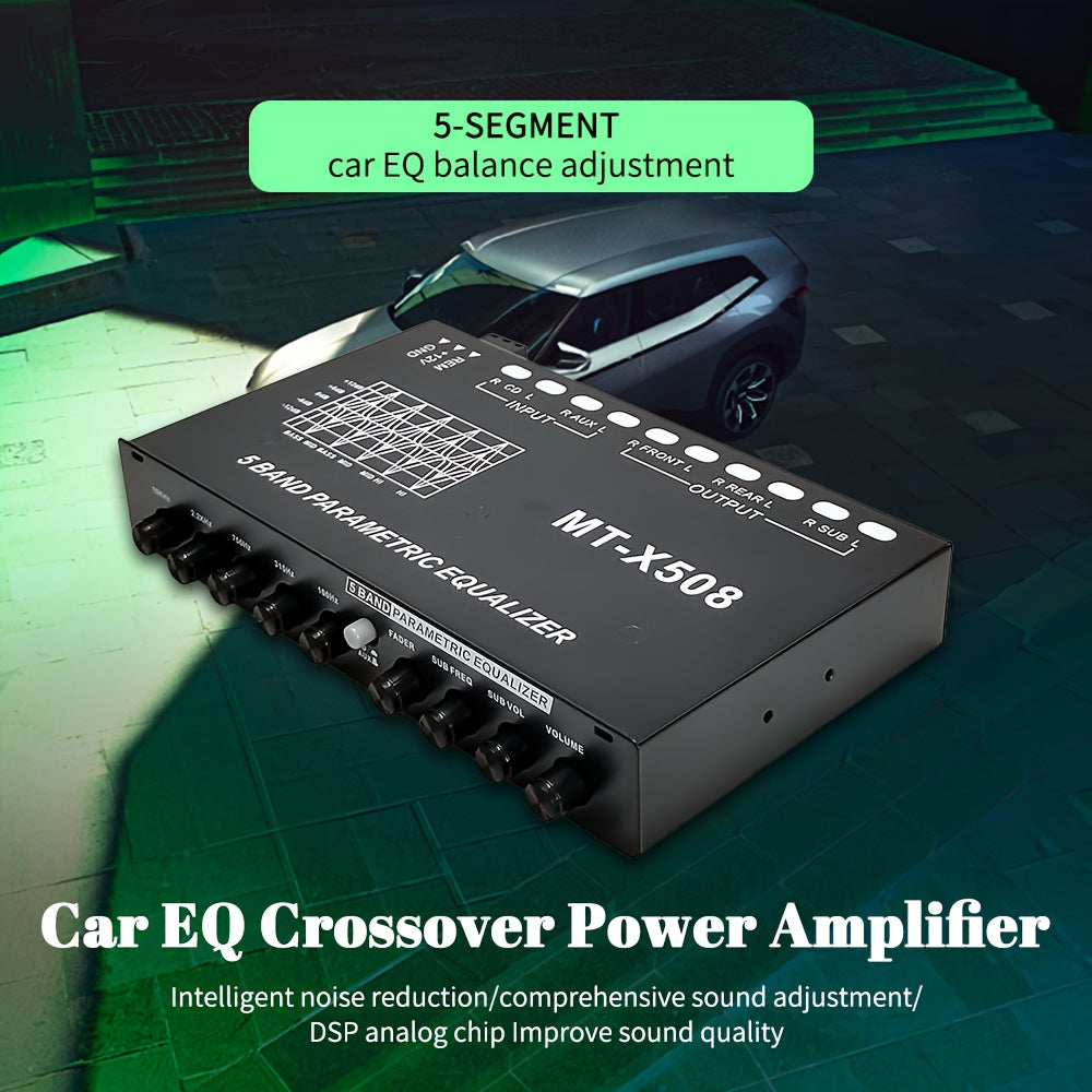 5-Band Car Audio Equalizer, Car Audio Graphic Equalizer, Independent Subwoofer Output And Adjustment Function, Enhanced Bass, Adjustable 5-Band Equalizer Car Amplifier EQ5, Without Battery