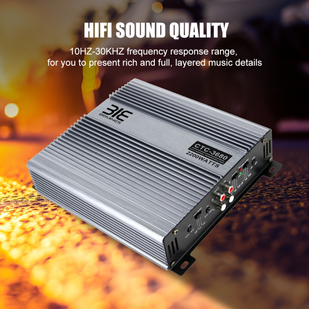 2-Channel Class AB 12V Car Amplifier, Heat Dissipation Designed to Drive Subwoofers And Speakers, Stereo Audio Amplifier with Powerful Power