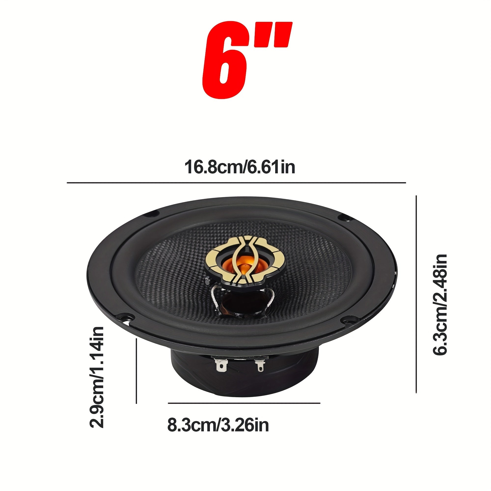 KL-60B Car Audio Set Speaker, Car Audio 6.5 Inch Coaxial Speaker High School Bass, MAX1000W4 Ohm Car Speaker, a Pair