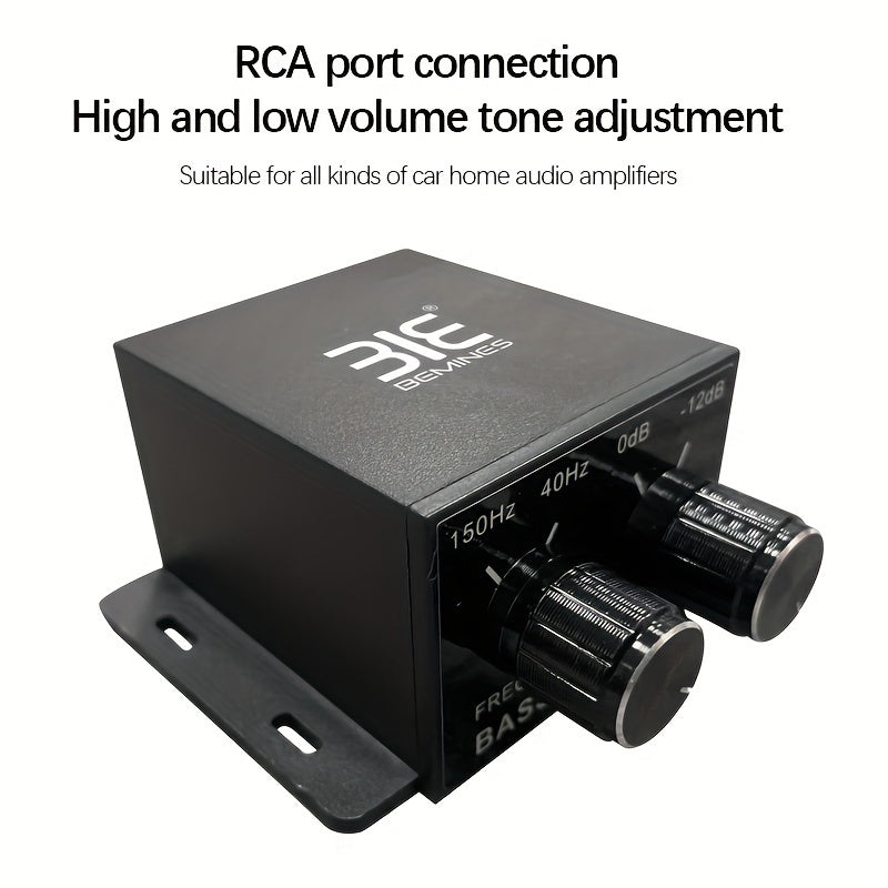 Bemines Car Audio Controller - RCA Amplifier with Adjustable Bass & Treble, Volume Control for Subwoofers and Speakers, Desktop, Home Computer