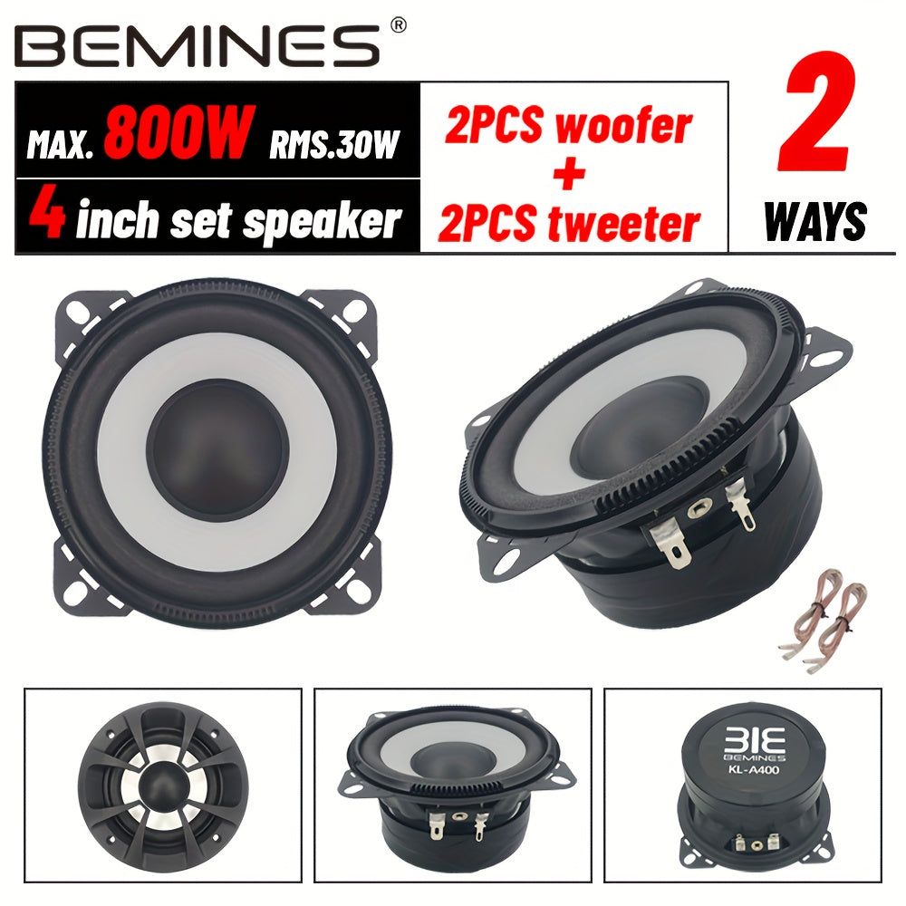 1 pair of 4 inch MAX.300W car set high fidelity coaxial speakers with dust cover and audio cable, RMS.30W car audio music stereo full range speakers, set with 2 tweeters