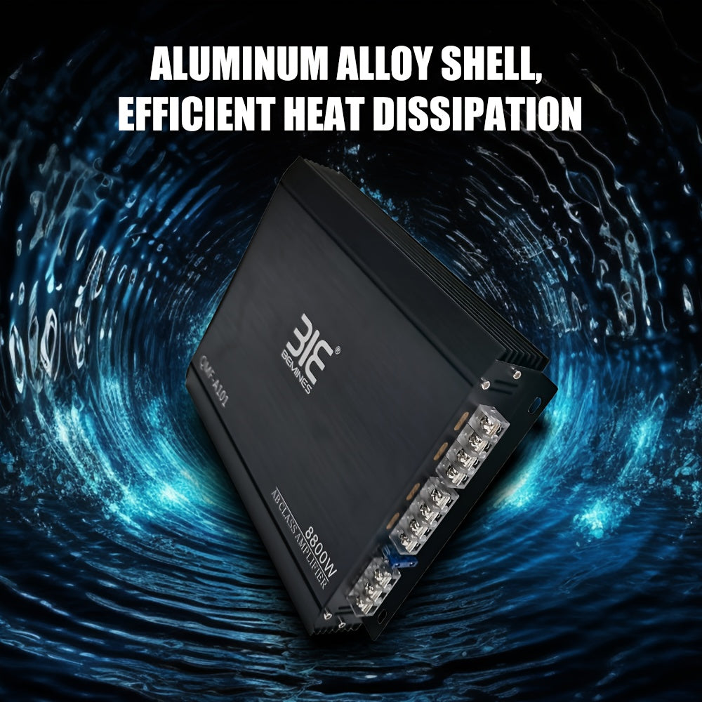 High-Power 8800W Class A/B Car Amplifier - 4-Channel, 12V Stereo Audio with RMS.70W*4, Enhanced Heat Dissipation for All Vehicles