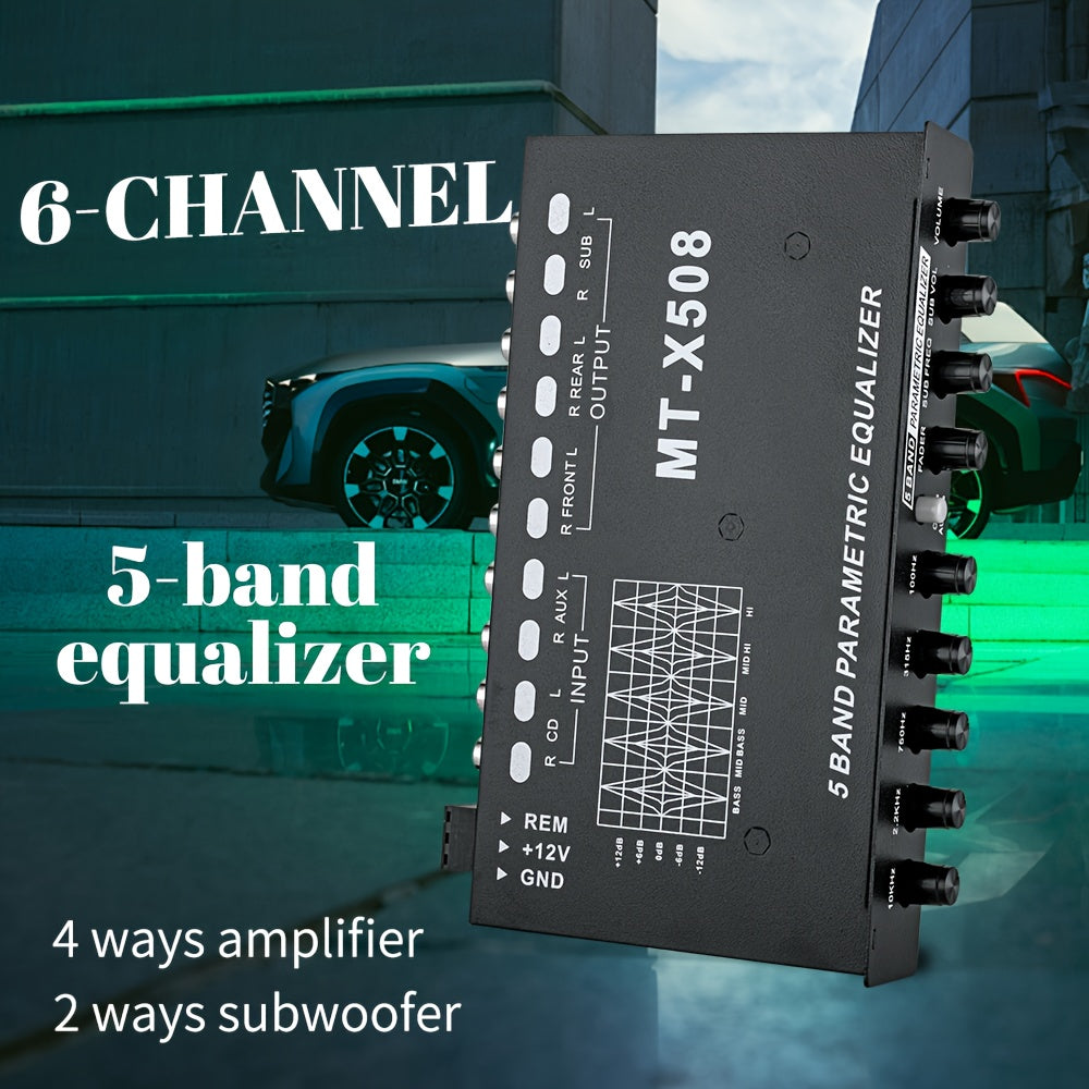 5-Band Car Audio Equalizer, Car Audio Graphic Equalizer, Independent Subwoofer Output And Adjustment Function, Enhanced Bass, Adjustable 5-Band Equalizer Car Amplifier EQ5, Without Battery