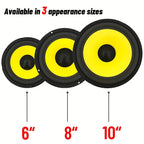1pc 6"/8"/10" Car Subwoofer,  Good Sound Quality, 4 Ohm, Suitable For Car Component Stereo, 80 Magnet, Bright Yellow