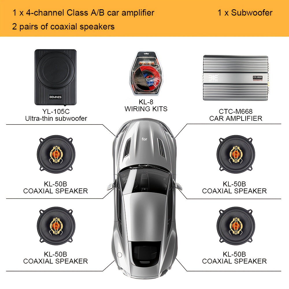 SET 16 cost-effective king of the car audio modification combination for most models of the whole car upgrade set of coaxial speakers, amplifiers, subwoofer combination car audio sound quality a new look