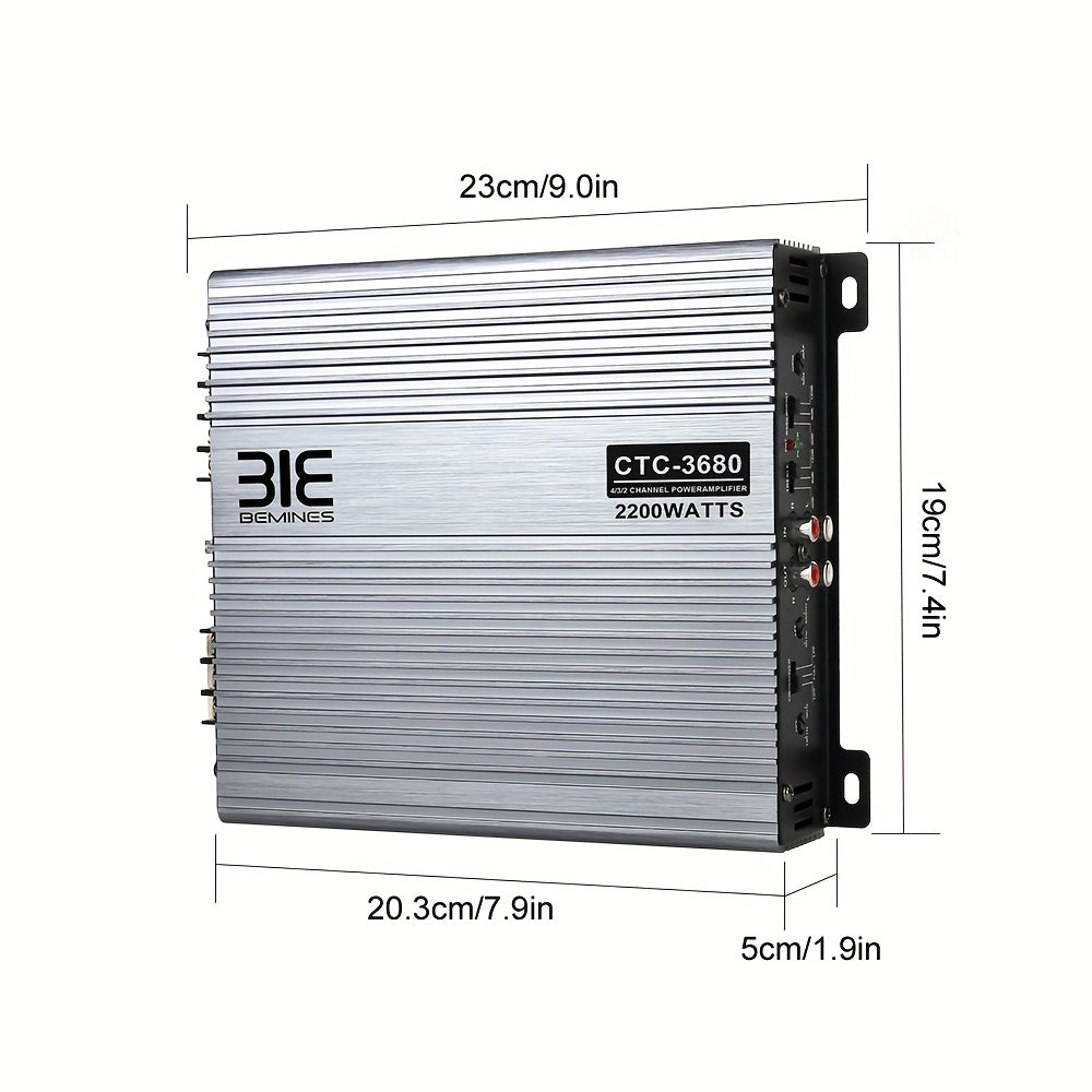 2-Channel Class AB 12V Car Amplifier, Heat Dissipation Designed to Drive Subwoofers And Speakers, Stereo Audio Amplifier with Powerful Power