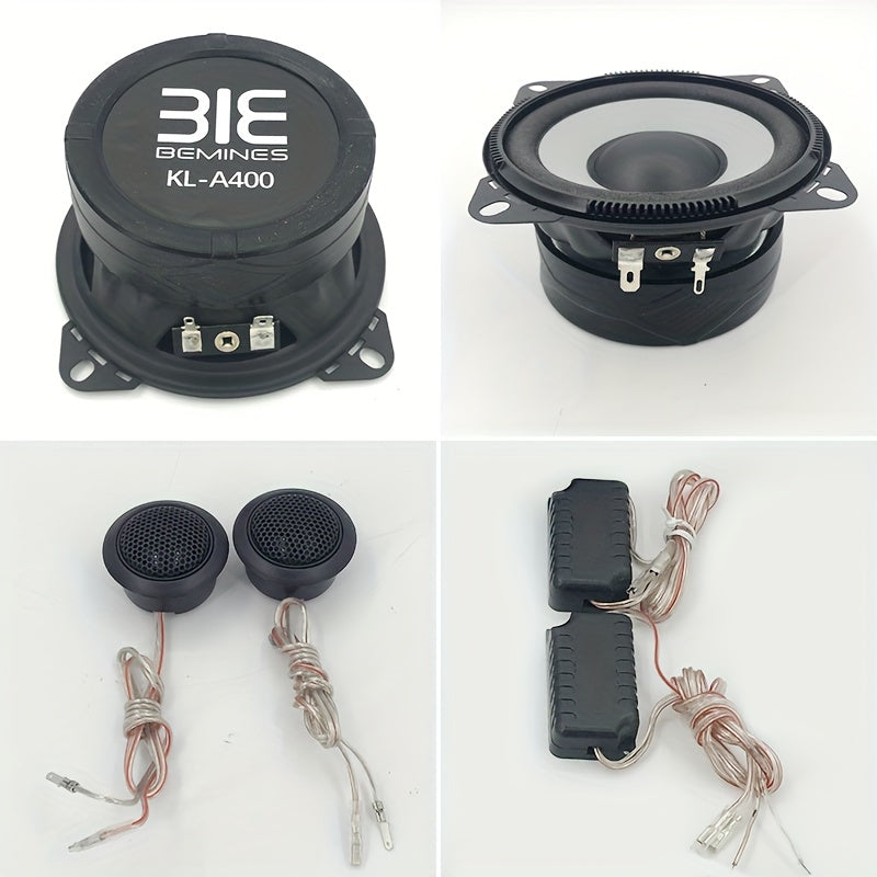 1 pair of 4 inch MAX.300W car set high fidelity coaxial speakers with dust cover and audio cable, RMS.30W car audio music stereo full range speakers, set with 2 tweeters