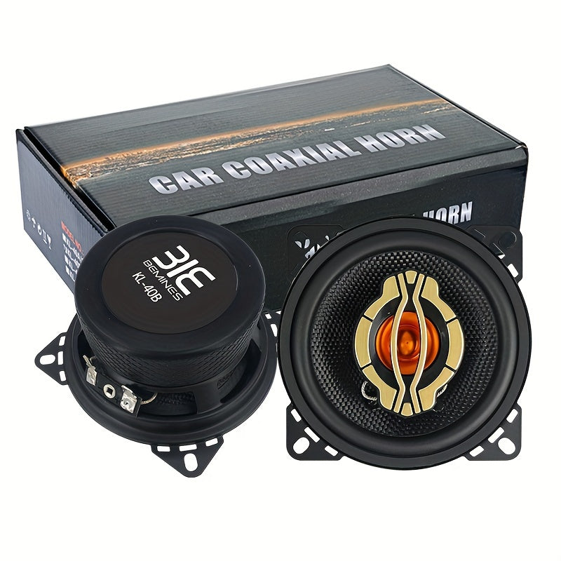 QMF KL-40B High-Performance Car Speakers - 600W MAX, 4" Coaxial Horns with Deep Bass, Easy Install, Shockproof Design, Stereo Sound, MP3 Compatible