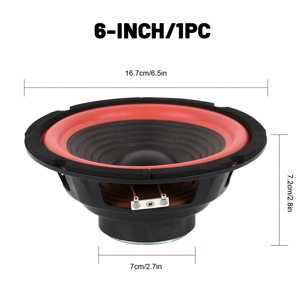 1pc 6-Inch/8 Inch/10 Inch Car Subwoofer, MAX.200W/300W/400W High Power Full-Range Speaker, Good Sound Quality, 4 Ohms, Suitable for Car Audio Modification, Home Theater Speaker Upgrade, Red Black, RMS.25W/40W/50W, Without Battery