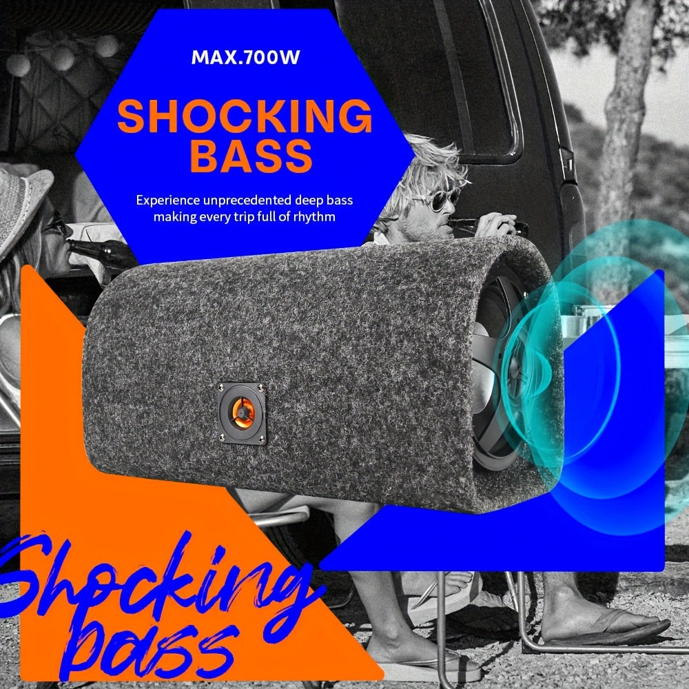 Shocking Bass, MAX.1200W 6-Inch/8-Inch/10-Inch Car Tunnel-Shaped Active Subwoofer, RMS.200W Comes with Amplifier Board to Enhance Sound Quality, with Tweeter High-Power Amplifier And High-Capacity Capacitors to Bring Wonderful Music, Without Battery