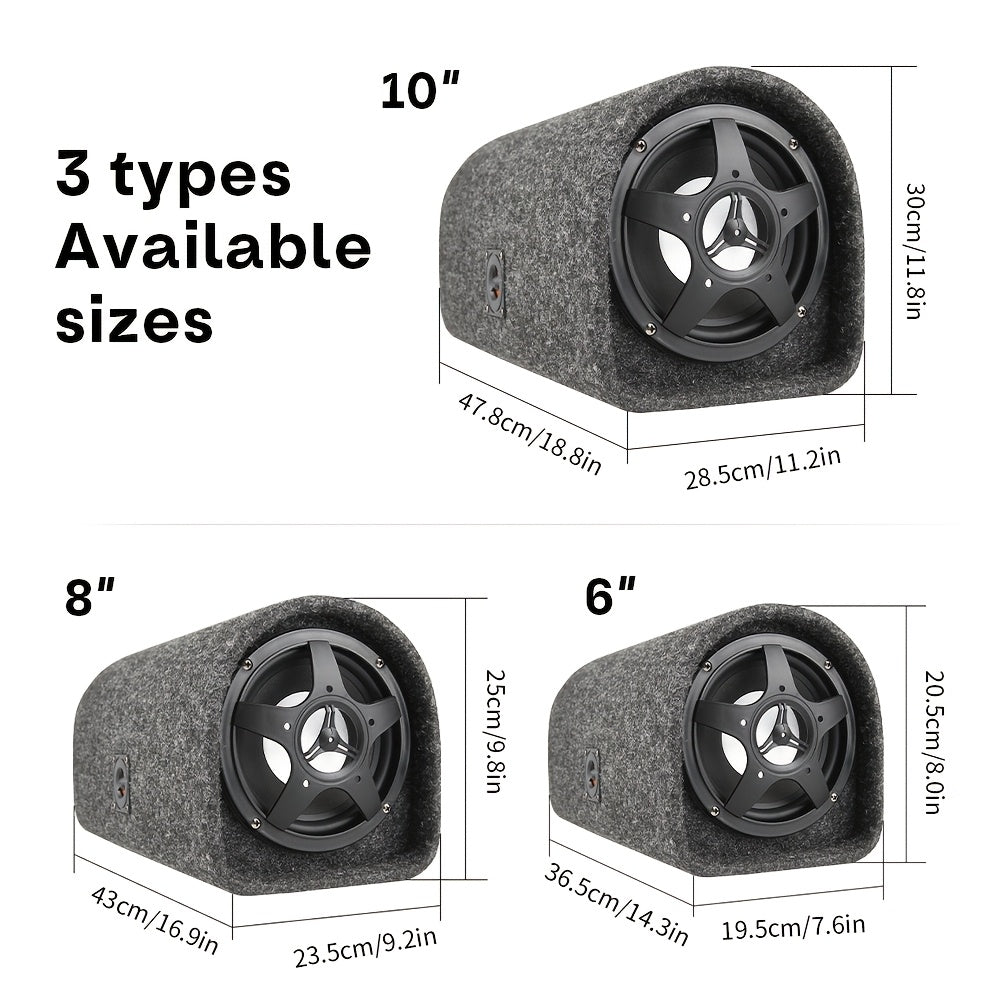 Shocking Bass, MAX.1200W 6-Inch/8-Inch/10-Inch Car Tunnel-Shaped Active Subwoofer, RMS.200W Comes with Amplifier Board to Enhance Sound Quality, with Tweeter High-Power Amplifier And High-Capacity Capacitors to Bring Wonderful Music, Without Battery