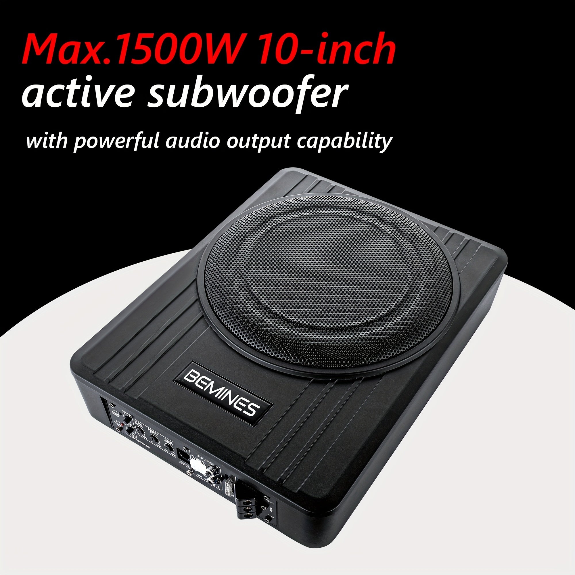 105C 1500w 10" Car Under Seat Subwoofer System, Ultra-thin Body Power Hi-fi Audio Processor, Car Under Seat Subwoofer System