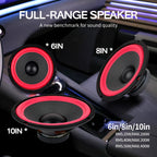1pc 6-Inch/8 Inch/10 Inch Car Subwoofer, High Power Full-Range Speaker, Good Sound Quality, 4 Ohms, Suitable for Car Audio Modification, Home Theater Speaker Upgrade, Red Black, RMS.25W/40W/50W, Without Battery