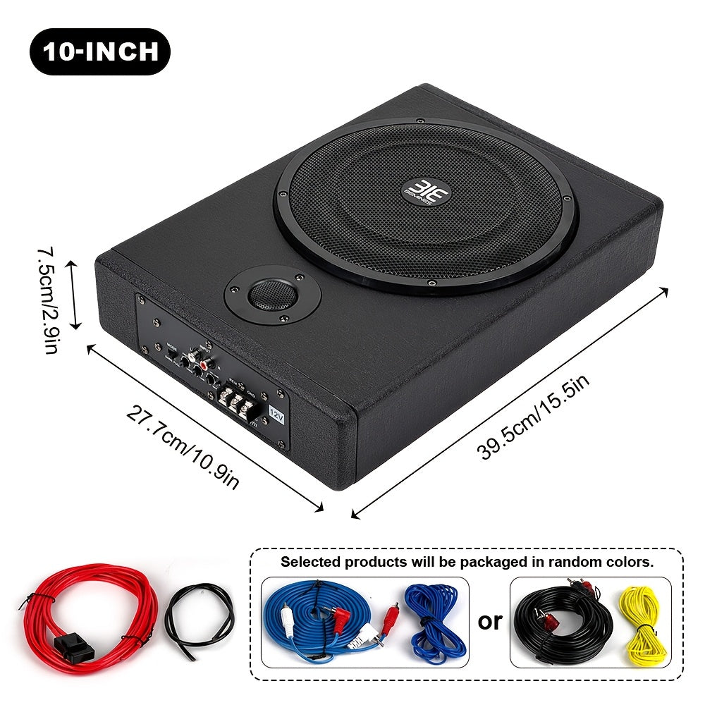 10-inch Ultra-Thin Car Subwoofer, MAX. 1500W Car Seat Subwoofer, Vehicle Active Subwoofer with Amplifier Board, Enhances and Improves Sound Quality, Car Modification Subwoofer, Can Be Placed Under Car Seats