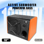 Shocking Bass, High Power, 10-Inch Car Trapezoidal Active Subwoofer, Built-In Amplifier Board, Effectively Improves Car Audio Sound Quality, Enhances Bass, Comes with Installation Cables, Without Battery