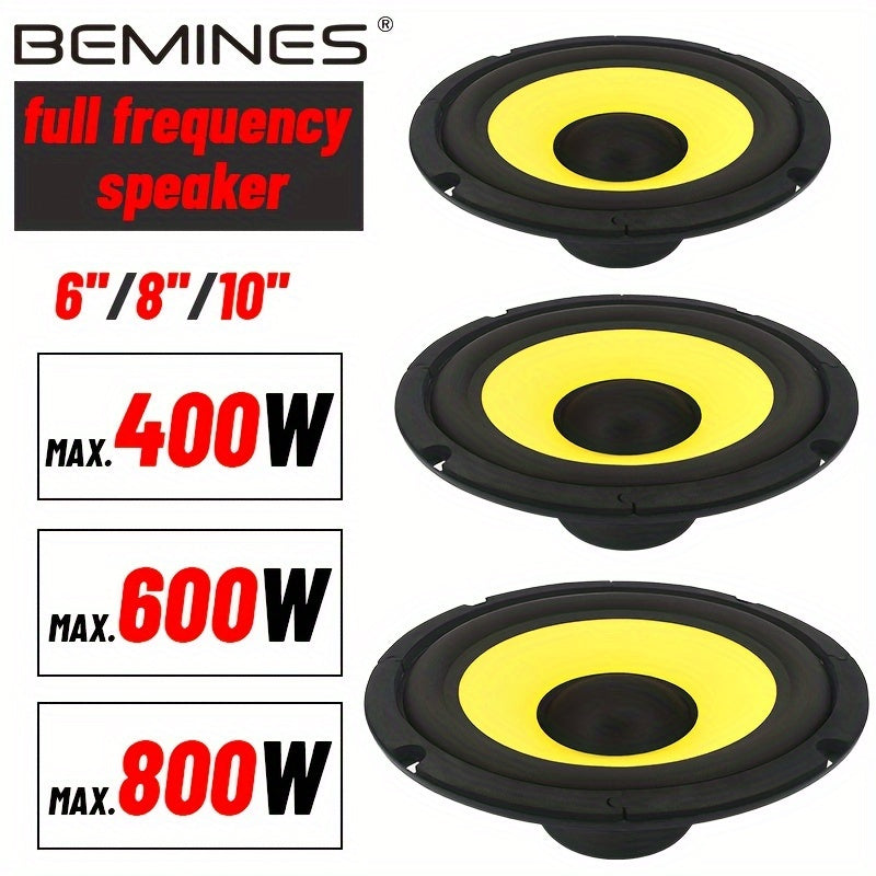 1pc 6"/8"/10" Car Subwoofer, 400W/600W/800W High Power, Good Sound Quality, 4 Ohm, Suitable For Car Component Stereo, 80 Magnet, Bright Yellow
