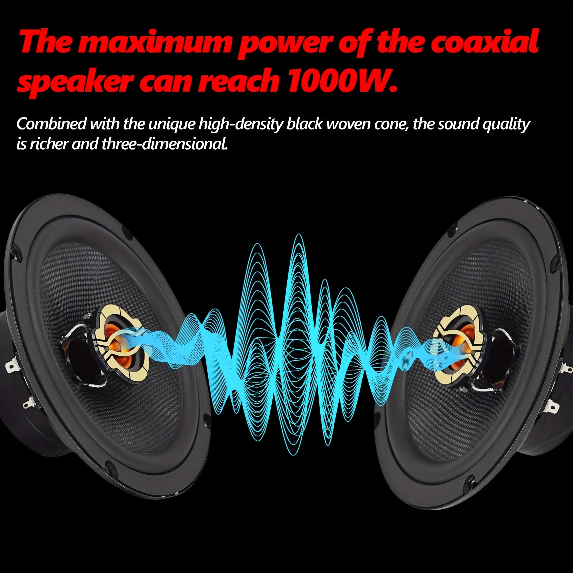 KL-60B Car Audio Set Speaker, Car Audio 6.5 Inch Coaxial Speaker High School Bass, MAX1000W4 Ohm Car Speaker, a Pair