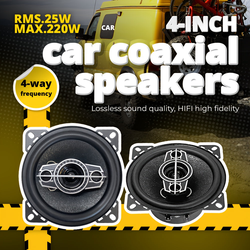 Pair of 4-Inch 4-Way Car Coaxial Speakers, MAX.220W HiFi Stereo Full Range, 12V Vehicle Audio Upgrade for Enhanced Sound Quality