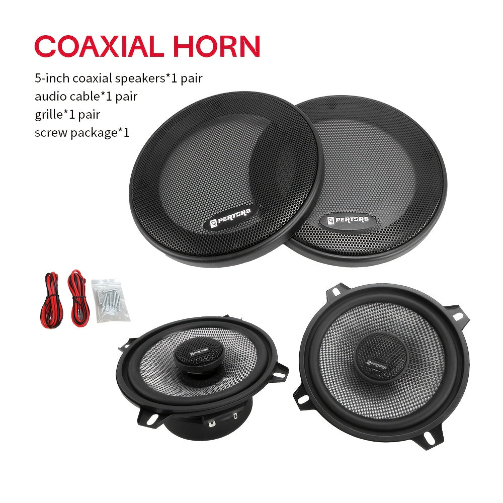 1 Pair of 4-Inch/5-Inch/6-Inch Car Full-Range Speakers - MAX. 200W/300W/500W, 2-Way Coaxial Speakers, Fiberglass Cone Material, Enhances Sound Quality, Suitable for 12V Car Audio Upgrades