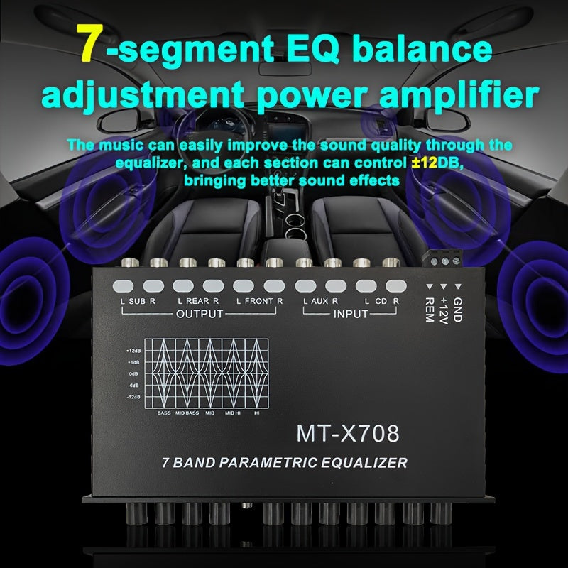 QMF ZY EQ7 Professional Car Equalizer 7-band Equalizer Car Audio, EQ Tuning Crossover Amplifier, 12V Car Equalizer